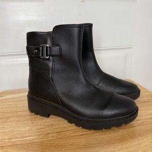 Clarks Black Leather Biker Like Boots
